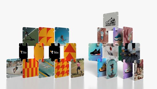 Display modular multiuso de piezas encajables de polipropileno para publicidad personalizada 