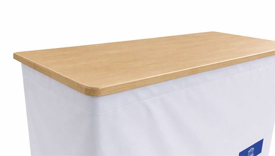 Mostrador plegable promocional con tela y velcro para eventos